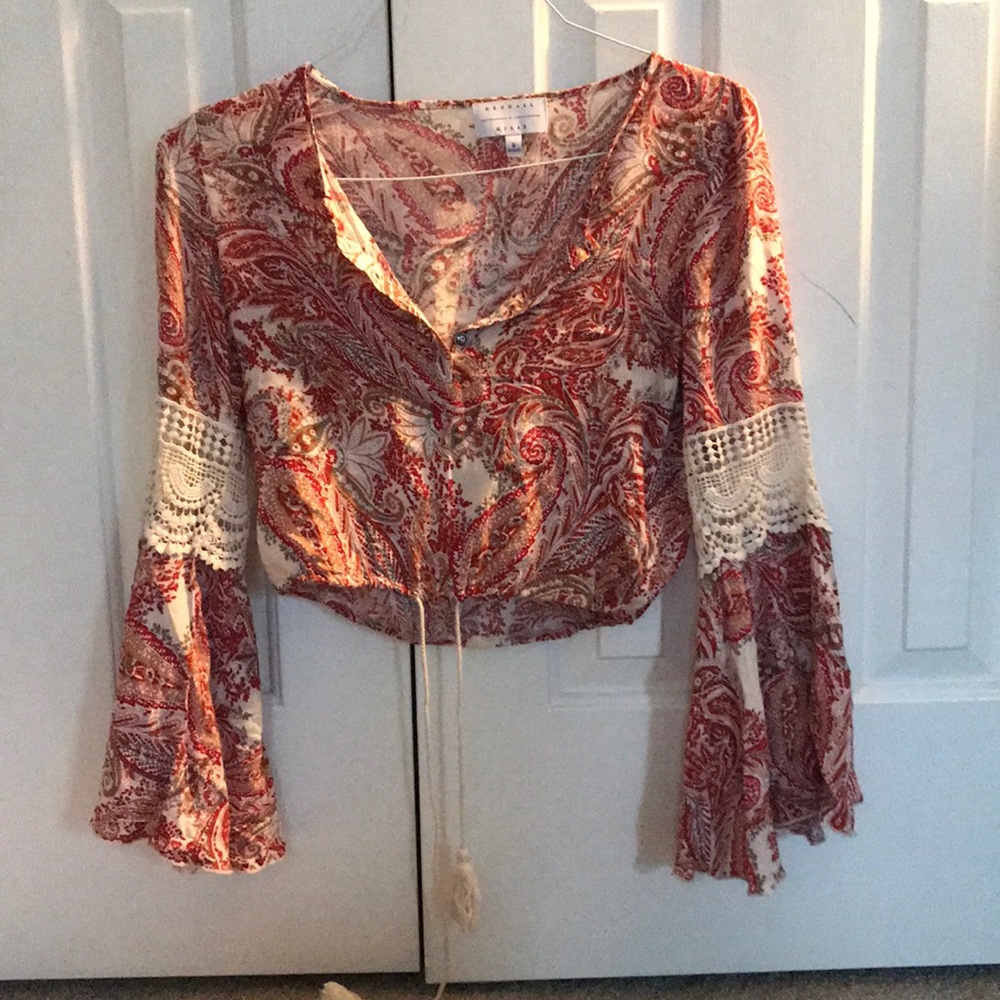 Kendall and Kylie long sleeve flare crop top